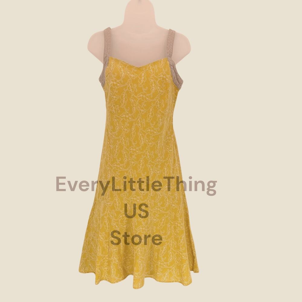 Patagonia Island Hemp Dress 4 Organic Cotton Sleeveless Midi Summer Beach Yellow